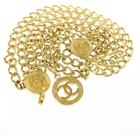 CHANEL CC Logo Coin Medallion Charm Chain Belt Gold GHW Accessory - Picture 4 of 7